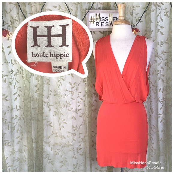 Haute Hippie Dresses & Skirts - PRETTY HAUTE HIPPIE FORM HOT LIVE CORAL MINI DRESS